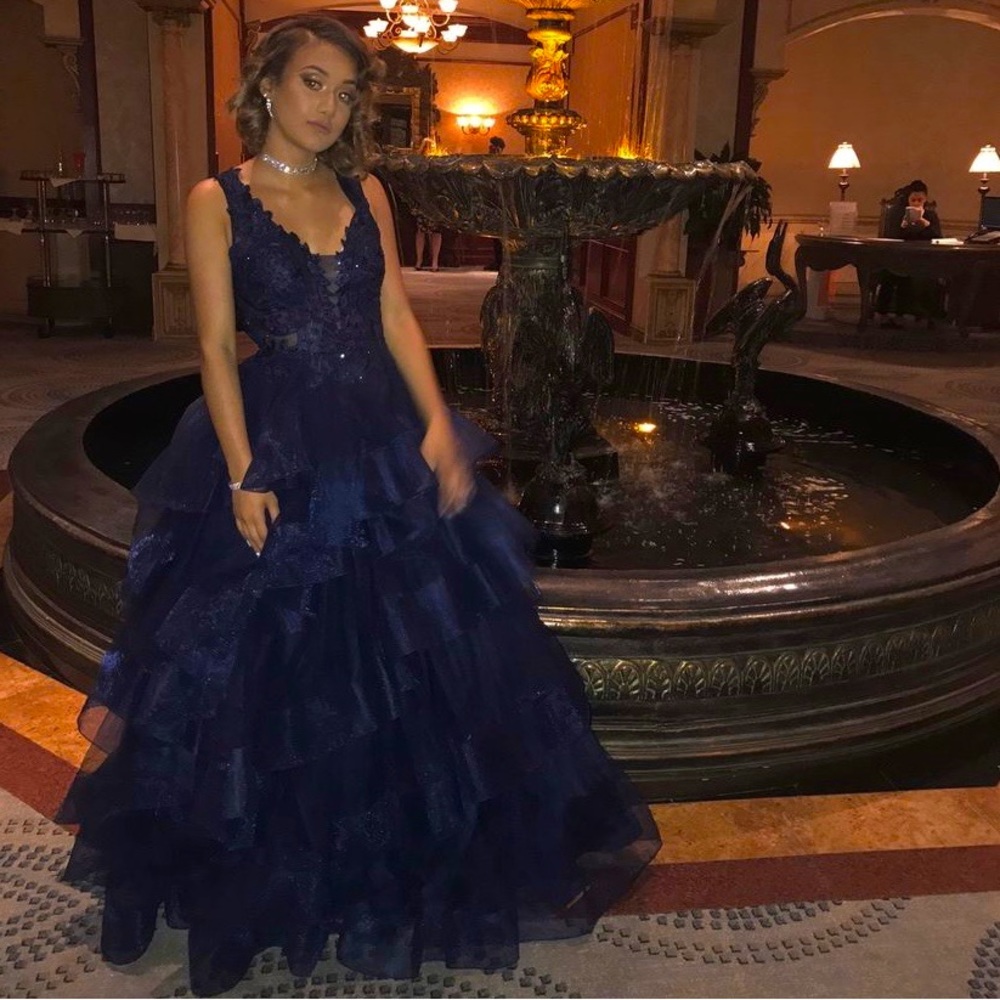 Navy blue beautiful prom dress, worn only once and still in great condition.